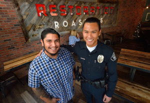Raul Perez meets up with his arresting officer, Denny Bak of the Fullerton Police Department, who he credits with turing him around from a life of drugs.